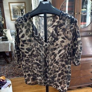 SAGE sheer leopard-look blouse polyester size S